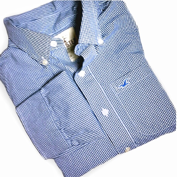 Hollister Blue Checkered Plaid Button Down Shirt Long Sleeve Checks Men’s M COPY - Picture 12 of 15